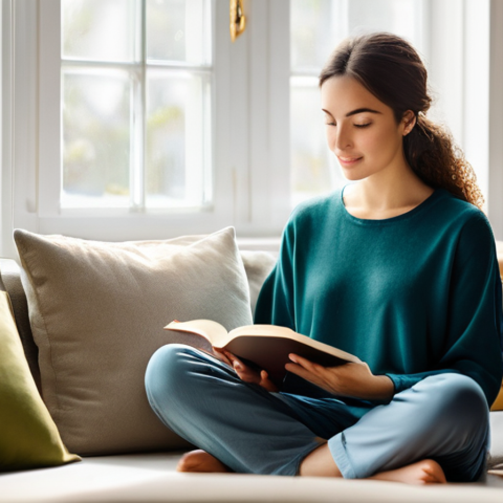 디지털 번아웃 예방을 위한 실천 팁 - **Prompt: Peaceful Morning Routine, Screen-Free**
    A serene and inviting indoor scene set in a br...