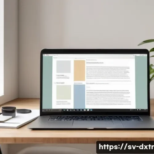 디지털 기기 사용의 긍정적인 습관 만들기 - A cozy Scandinavian home office scene with a clean, minimalist digital workspace on a sleek desk. Th...